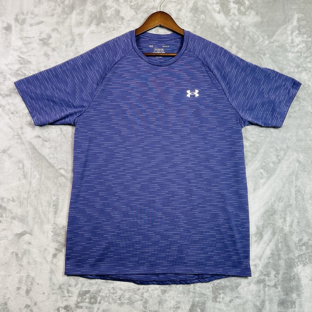 Under Armour The Tech Tee Shirt Mens Large Purple Gray Performance Short Sleeve
